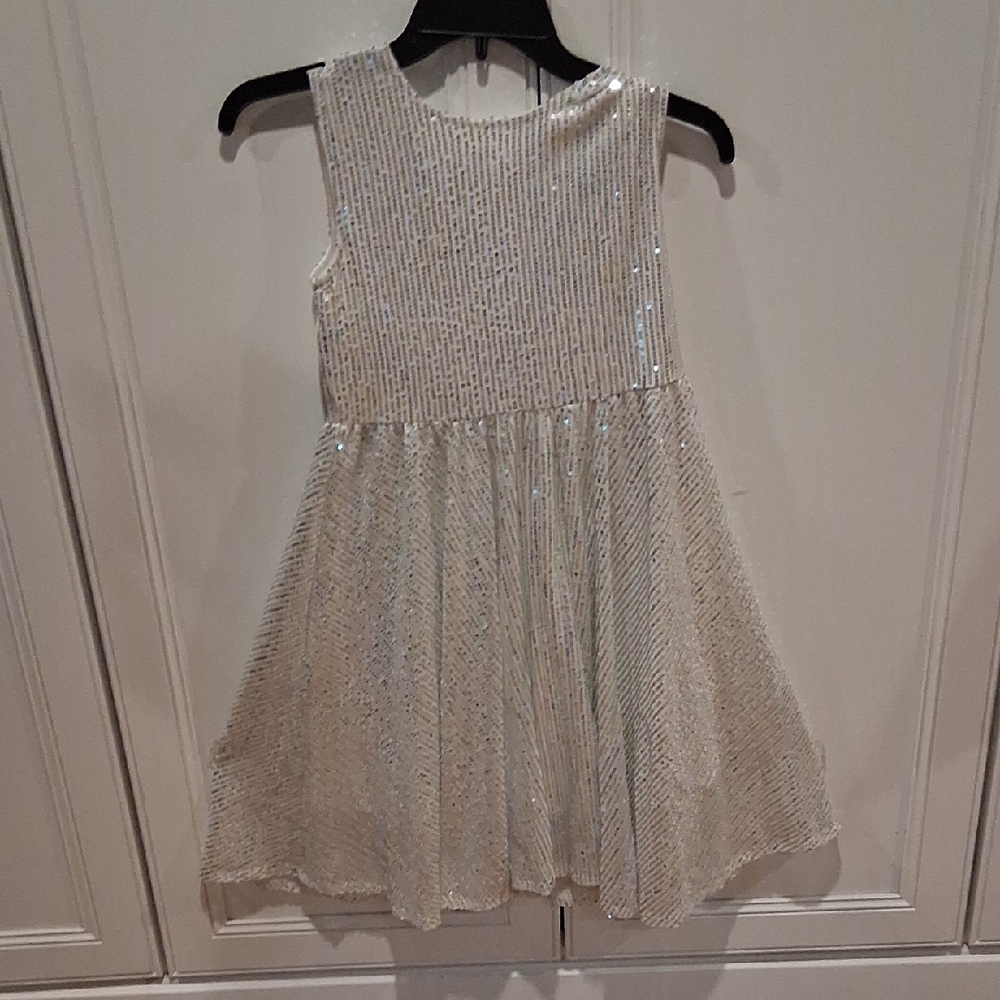 Elegant Cream Sequin Kids Formal Dress